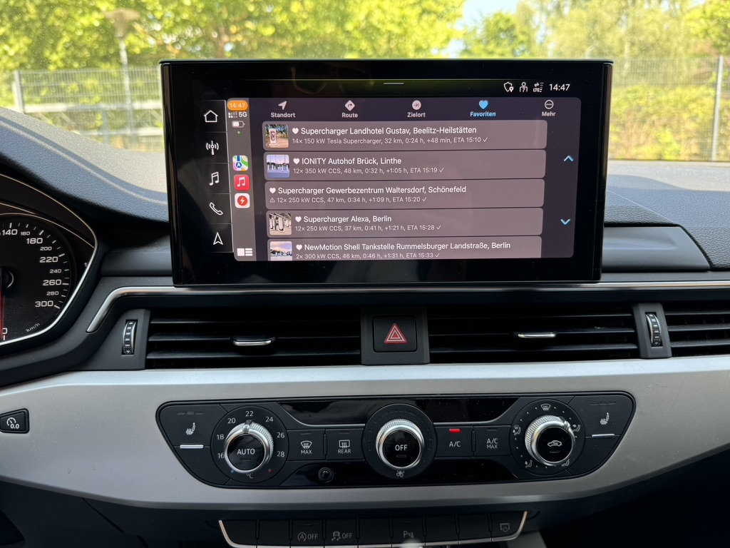 Charge My Way auf Apple CarPlay